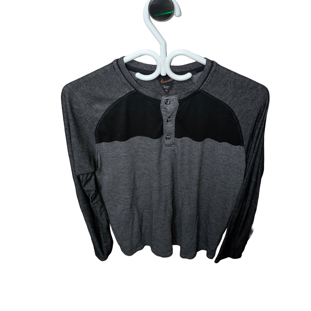 Men's Burnside Dark Grey And Black Long Sleeve Shirt Size Medium